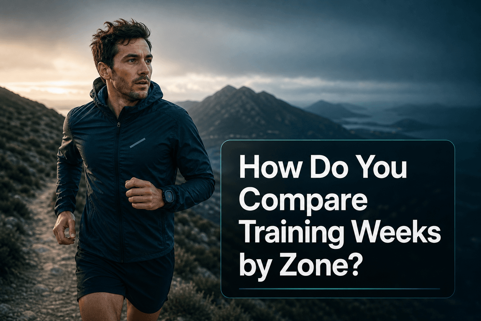 Endurance athlete running on a mountain path with the title How Do You Compare Training Weeks by Zone.