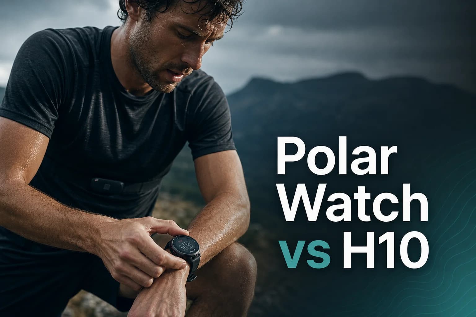 Endurance athlete comparing a sports watch and chest strap beside the title Polar Watch vs H10.