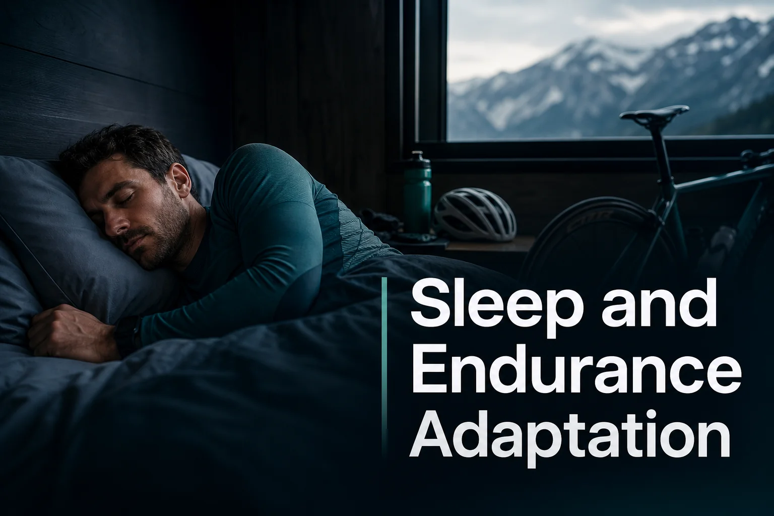 Endurance runner at dawn beside the title Sleep and Endurance Adaptation.