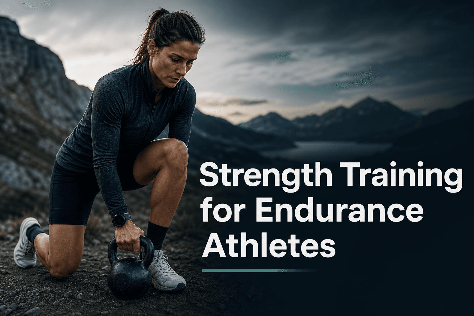 Endurance athlete performing a controlled barbell strength exercise with the title Strength Training for Endurance Athletes.